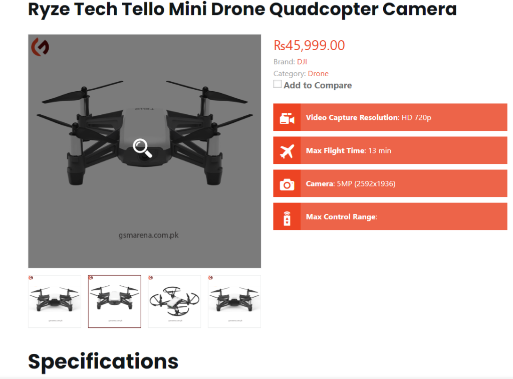 Ryze Tech Tello Mini Drone Quadcopter Camera